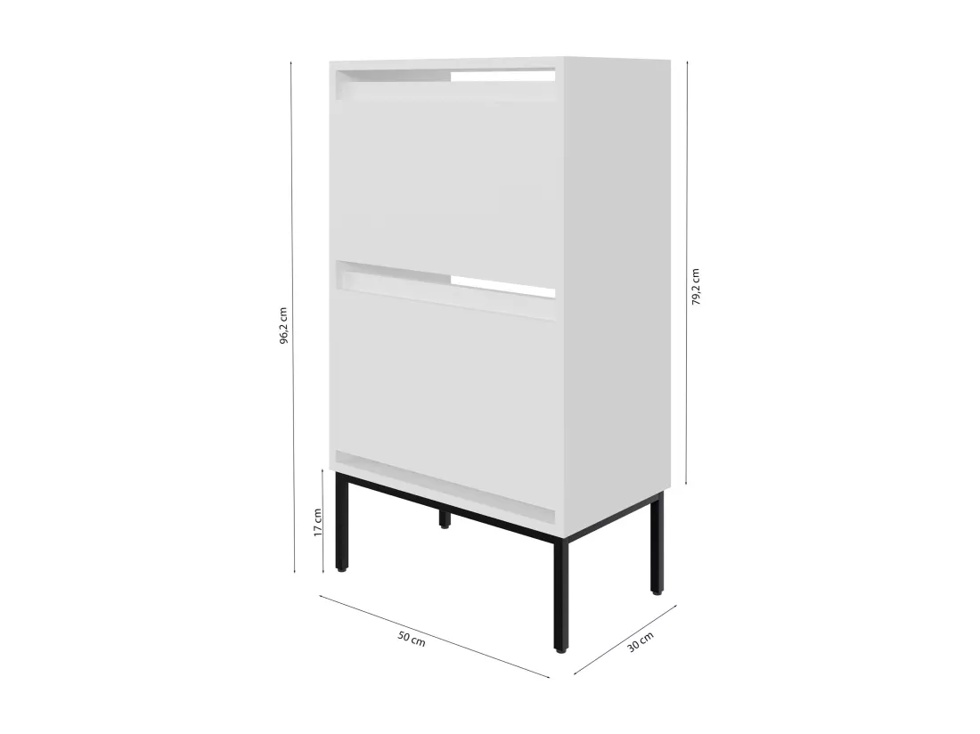 Meuble à chaussures 2 portes - 50 cm - blanc - BEMMI