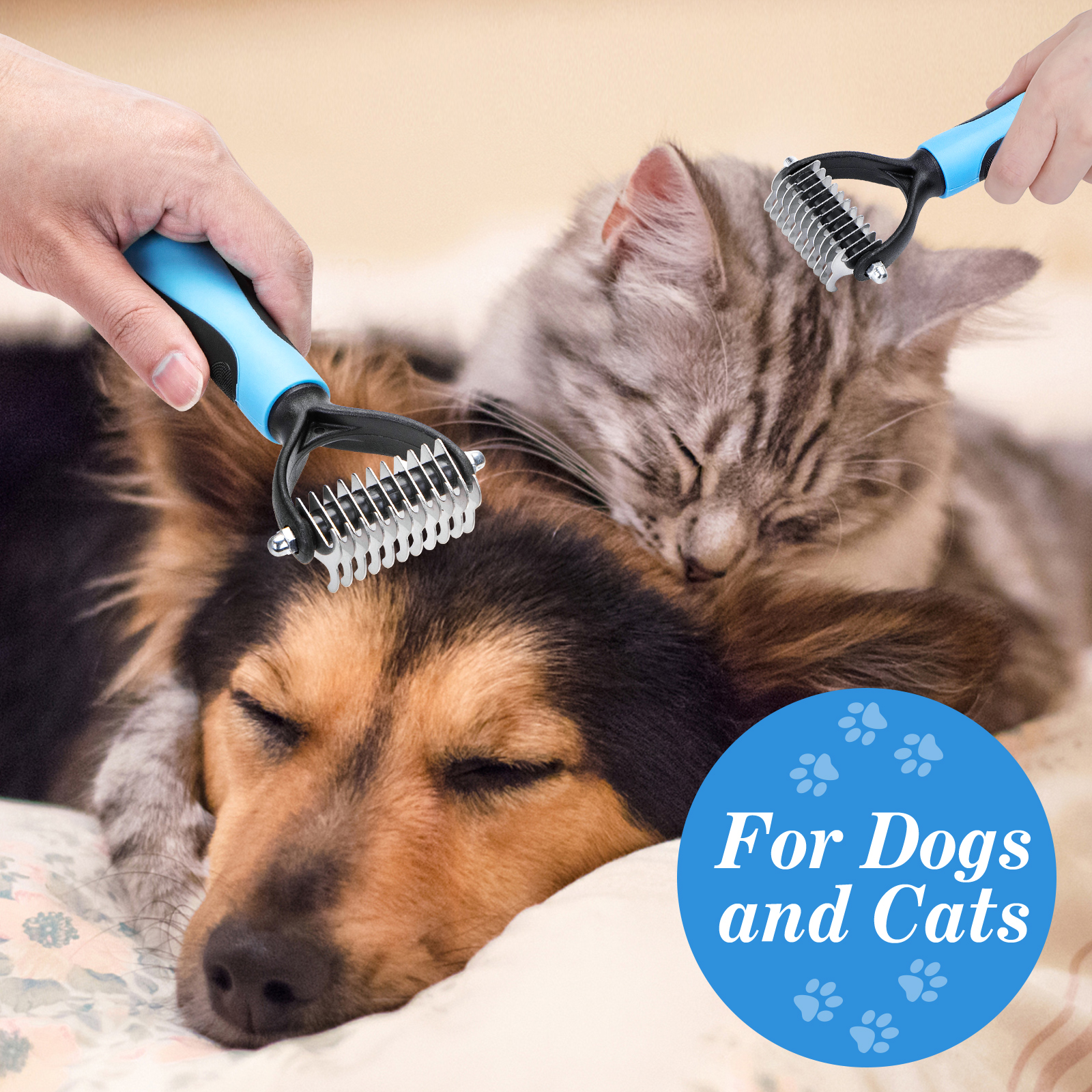 Escova para cães de pelo comprido, pente para cães e gatos, rastelo para cães, escova removedora de subpelo, penteia e desembaraça pelos e nós.