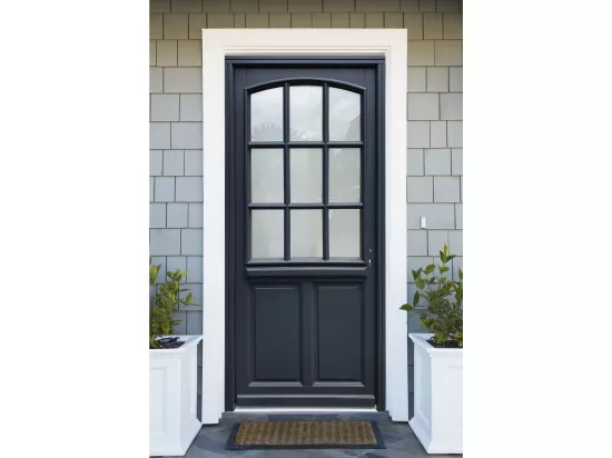Porte D'Entrée Bois Vitrée, Alicia, Gris Ral7016, H,215Xl,80 P,Gauche Cote Tableau