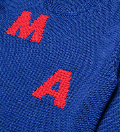 Marni Bluse - Bomuld/Uld - True Blue m. R?d