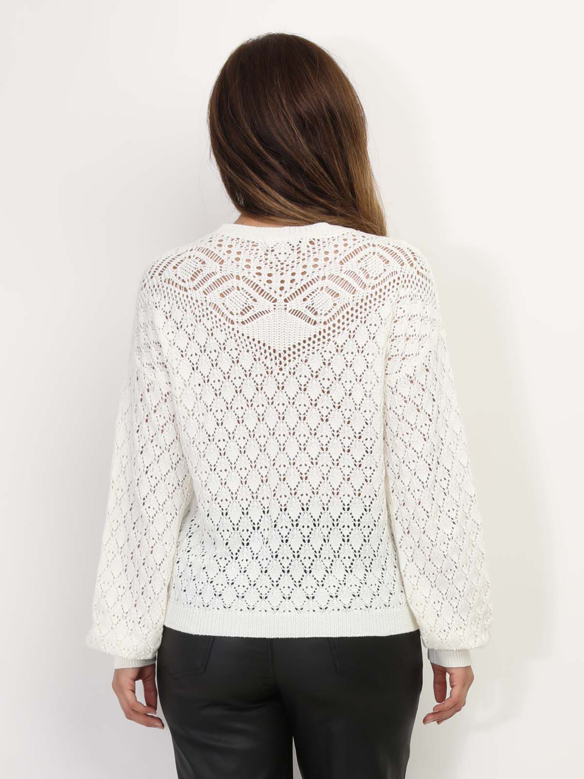 Pull en crochet ajouré- Blanc