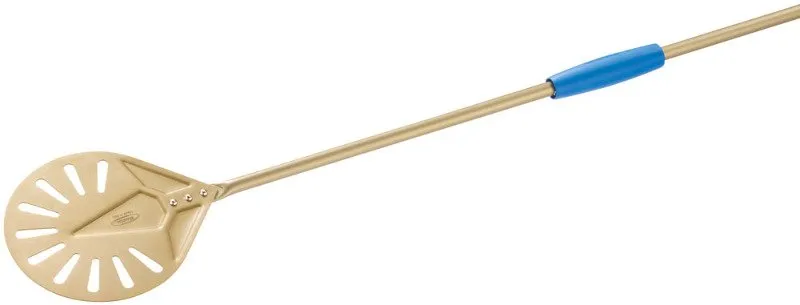 Gi.Metal Gold Round Perforated Turning Peel Ø20 cm Handle 120 cm