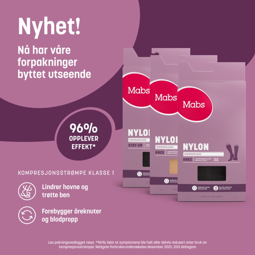 Mabs Nylon kompresjonsstrømpe kne sand XL 1 par