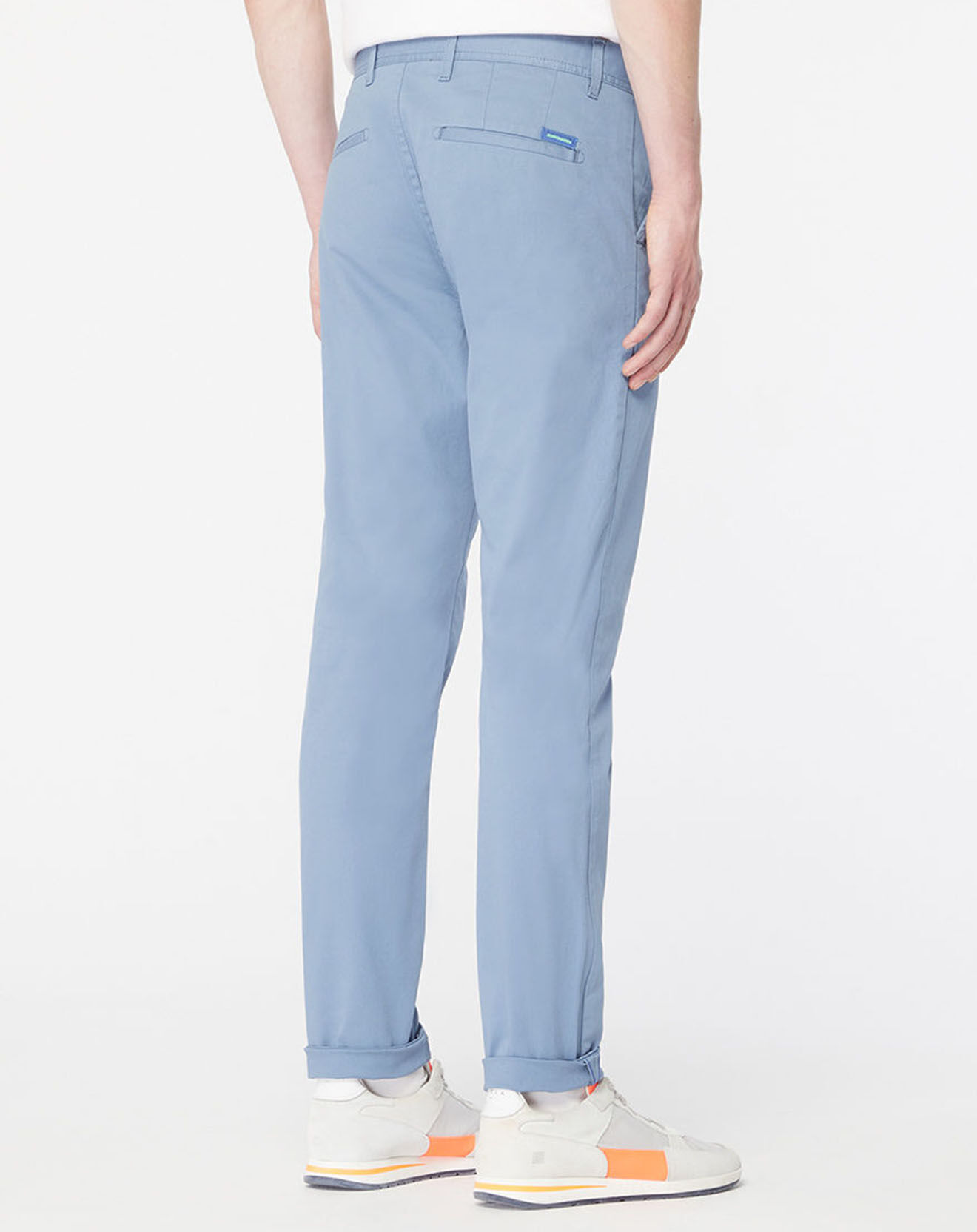 Scotch & Soda Pantalon Chino Super Slim Fit en Coton Bio mélangé Stretch bleu ciel