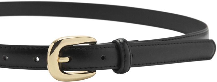 MANGO Buckle skinny belt Black