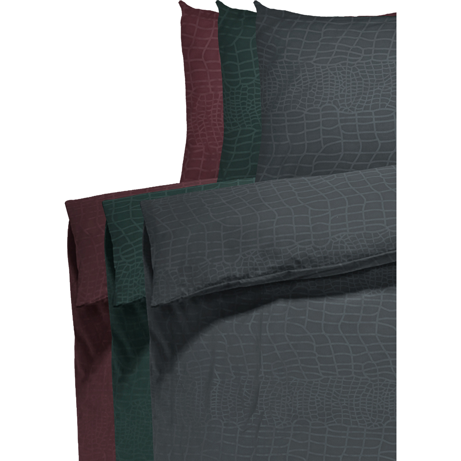 Bettwäsche Microvelours Krokodilhaut uni 160x210 65x100 Bettanzug Nord, dunkelgrün