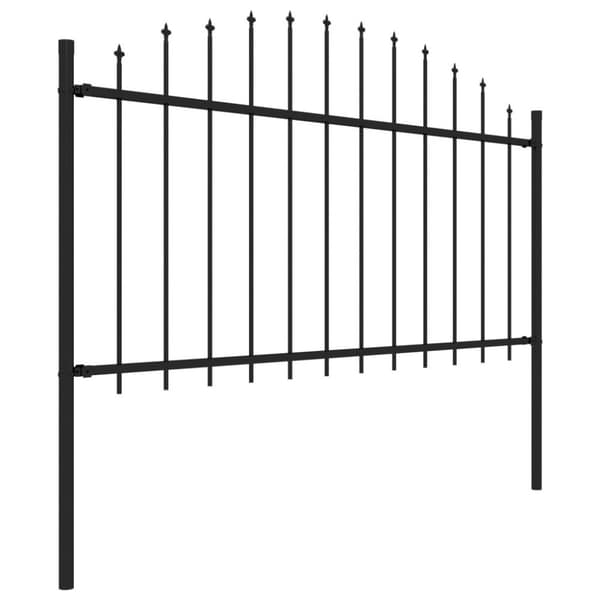 vidaXL Hagegjerde med spydtopp stål (1,25-1,5)x3,4 m svart