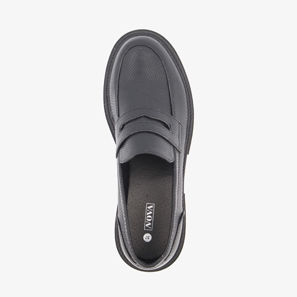 Nova dames loafers chunky zwart slangenprint