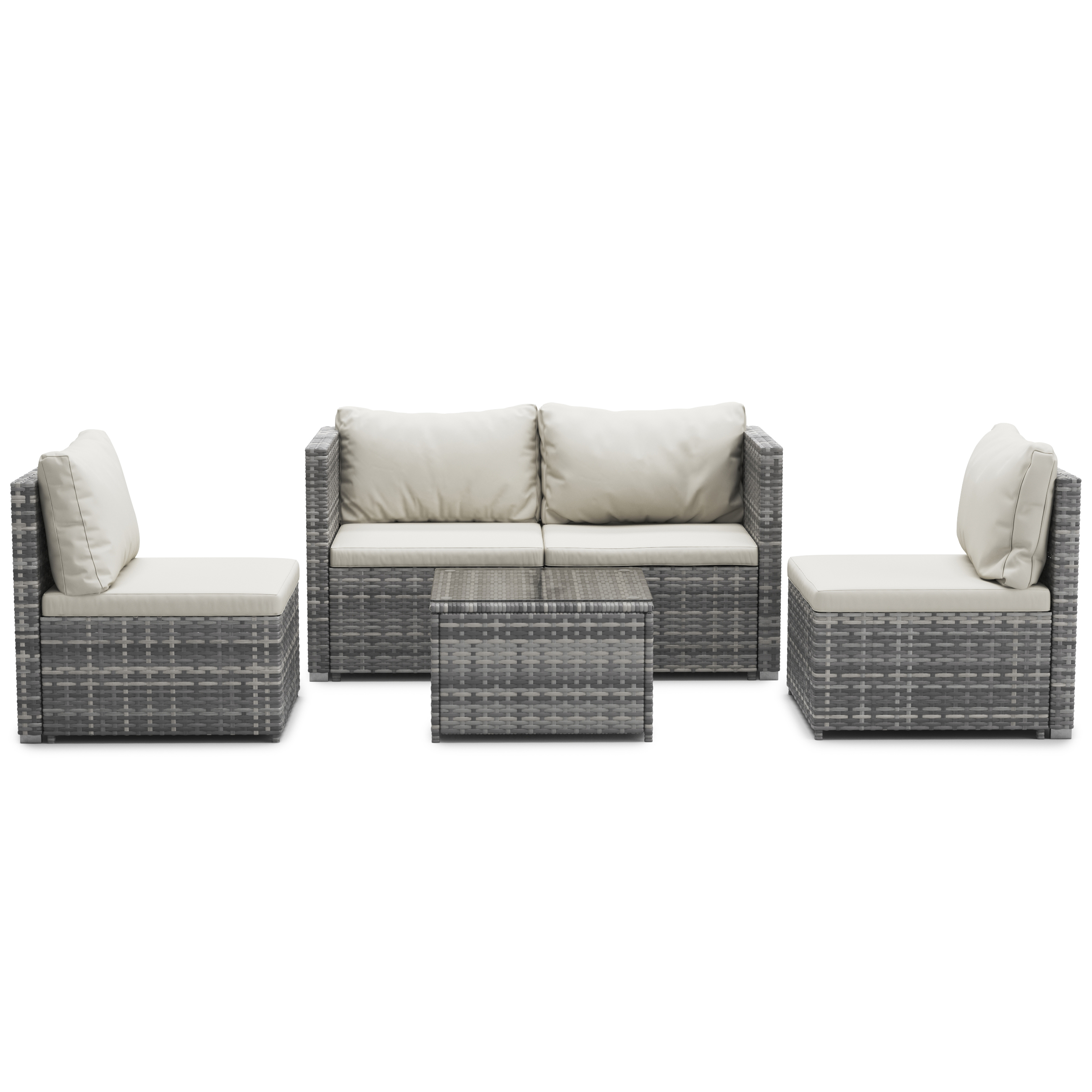 Rattanlounge CAGLIARI grau/weiss