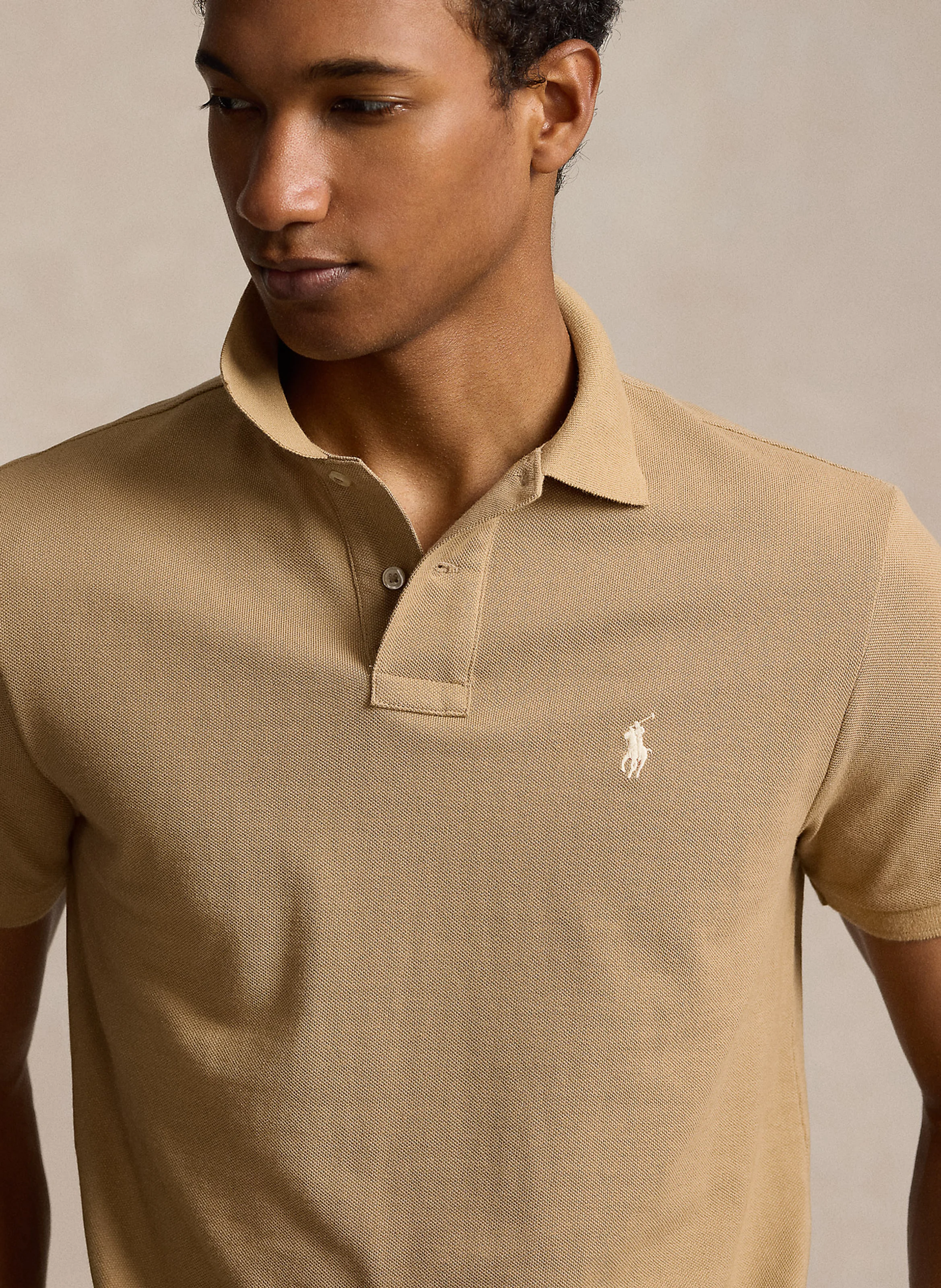Polo custom-fit en coton piqué | Beige