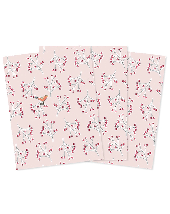 Geschenkpapier WEIHNACHTSBEEREN (67x49 cm) 3er-Set in bunt