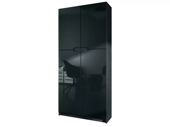 Armoire De Bureau Noir Mat Et Façades Laquées (lxhxp) : 82 x 185 x 37