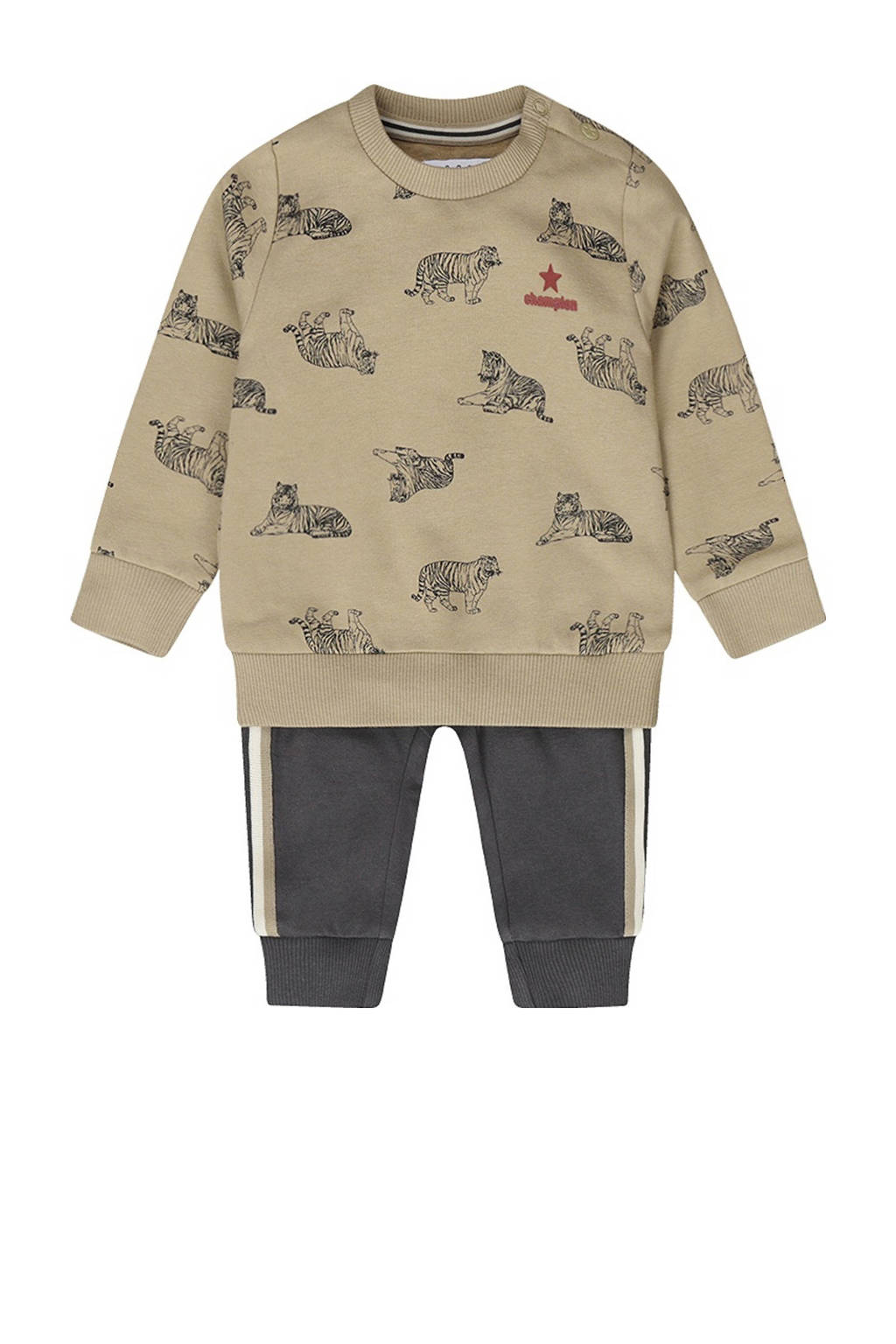 Dirkje sweater + broek beige/donkergrijs