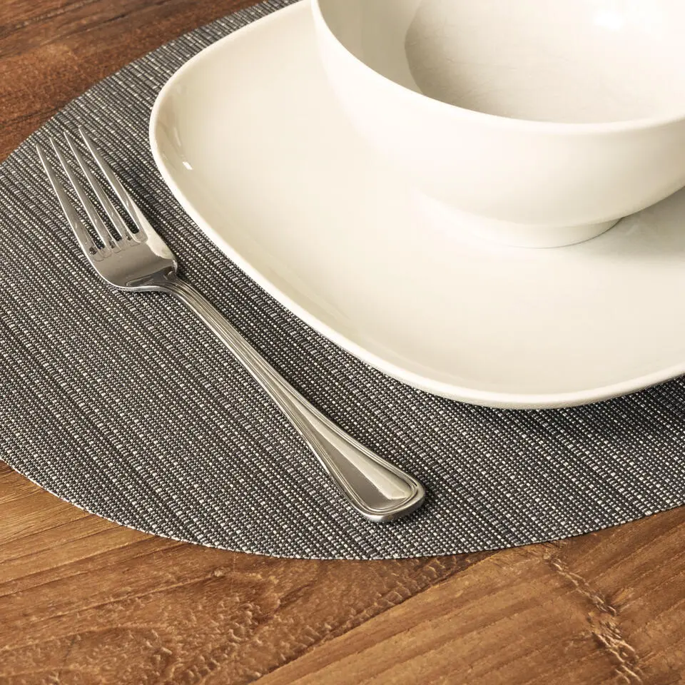 QUVIO Placemat ovaal - 32 x 45 cm - Grijs/bruin - Set van 6