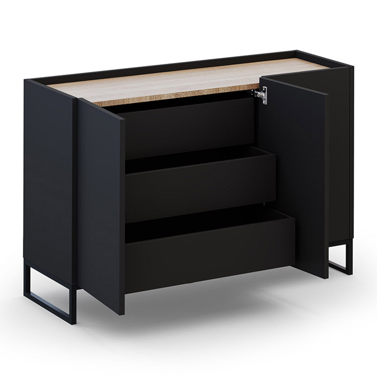 Windsor & Co Commode Helene chêne naturel/noir - 120x40x80 cm