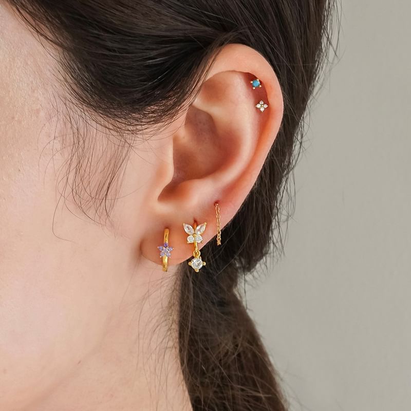 Phoenoa - CZ Butterfly Huggie Drop Oorbel