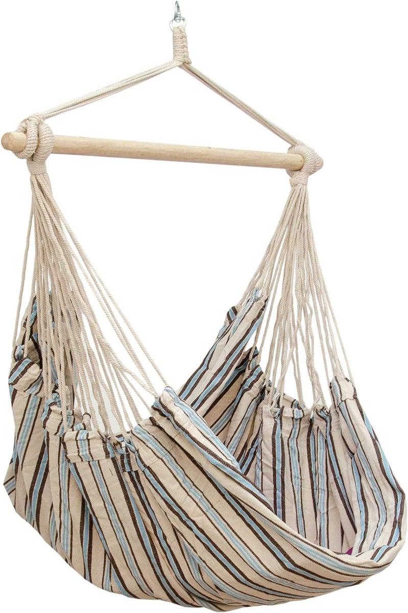 XXL Hangstoel Relaxstoel 185x130cm tot 150kg Mediterraans Gestreept