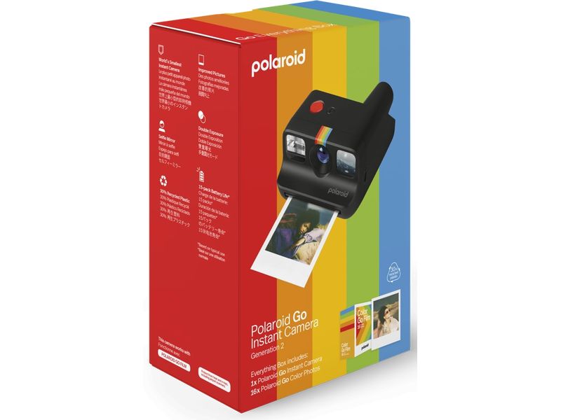 Polaroid Fotokamera Everything Box Go Gen 2.0 Schwarz Ultrakompakte Sofortbildkamera im Retro-Stil