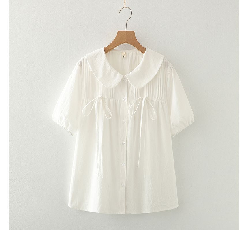 PANDAGO - Babydoll-blouse met korte mouwen en effen kleur