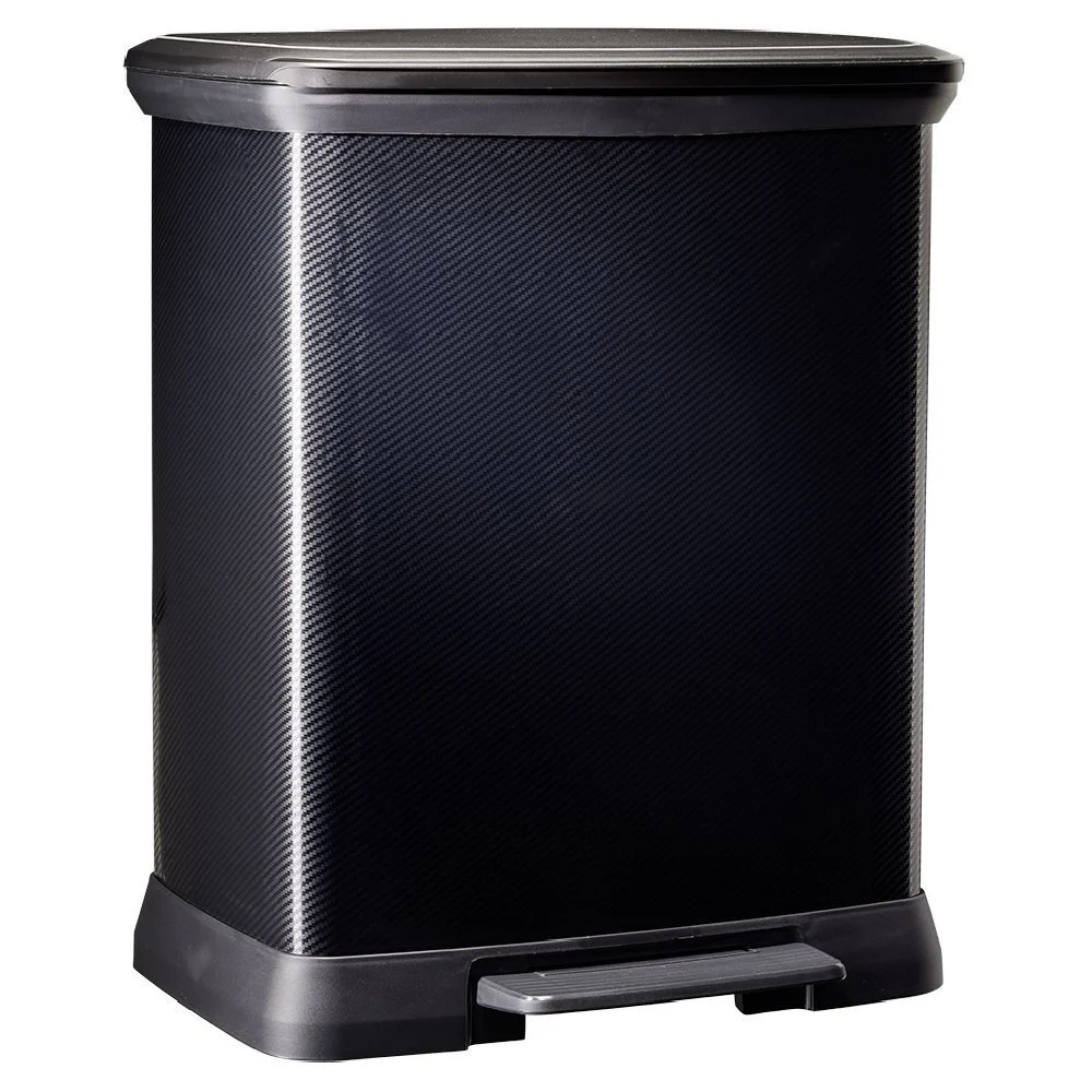 Poubelle à pédale plastique noir carbone 30L