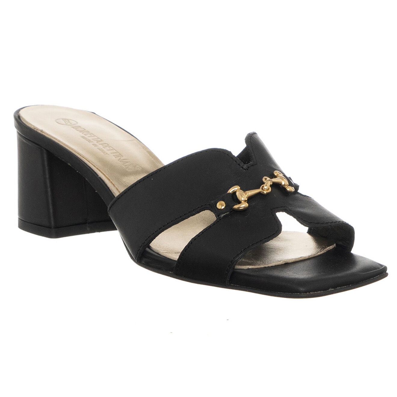 Loretta Pettinari Mules en Cuir Lopa noires - Talon 6 cm