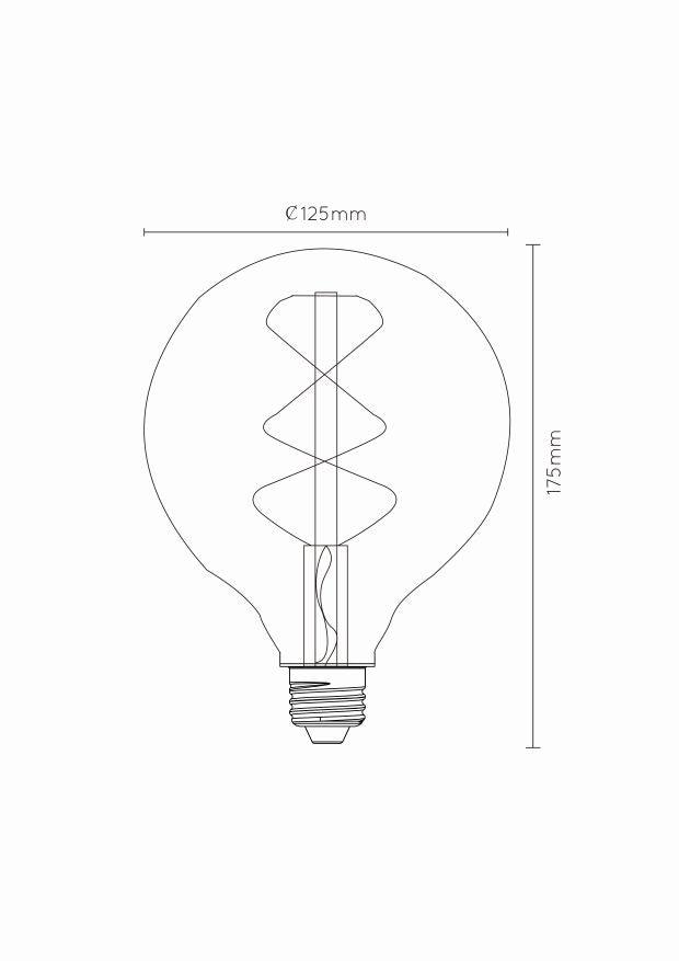 G125 Globe LED lichtbron E27 Ã125 5W 2200K amber dimbaar