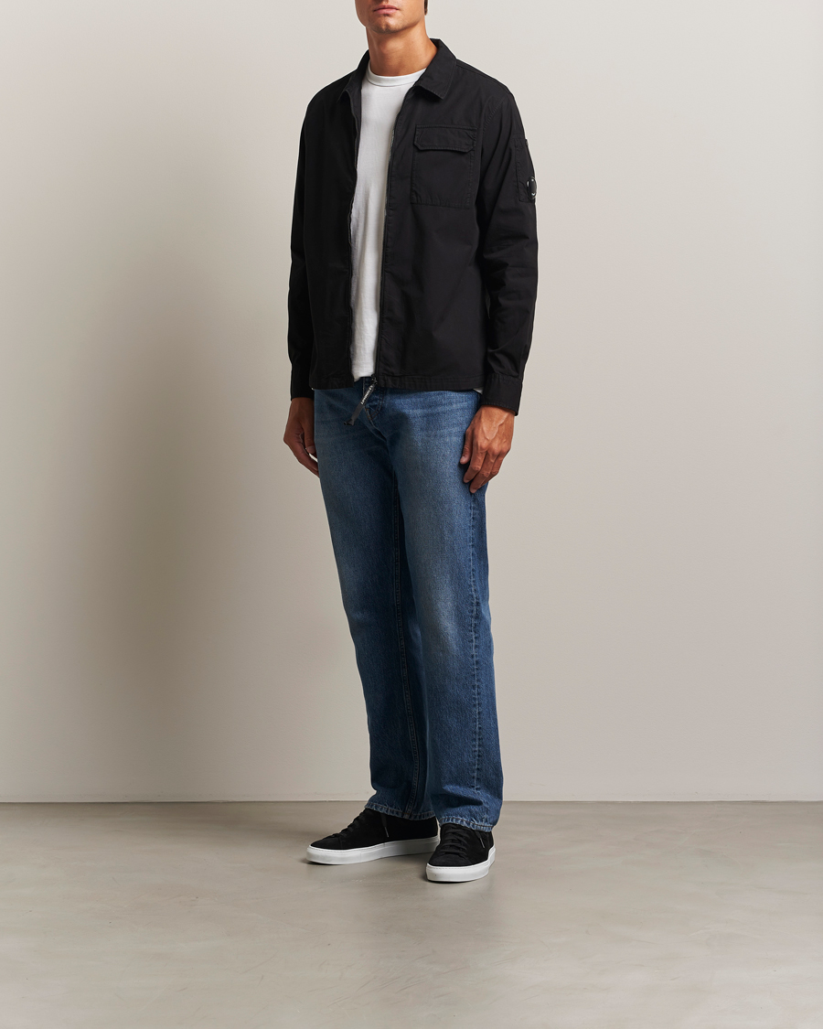 C.P. Company Organic Cotton Gabardine Zip Overshirt Black