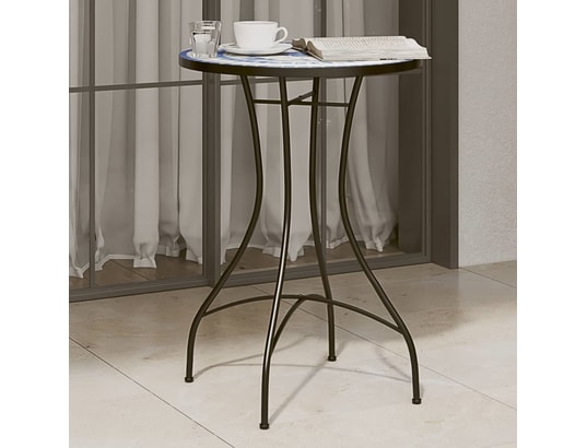 VIDAXL - Table de bistro mosaïque bleu et blanc ø50x70 cm céramique