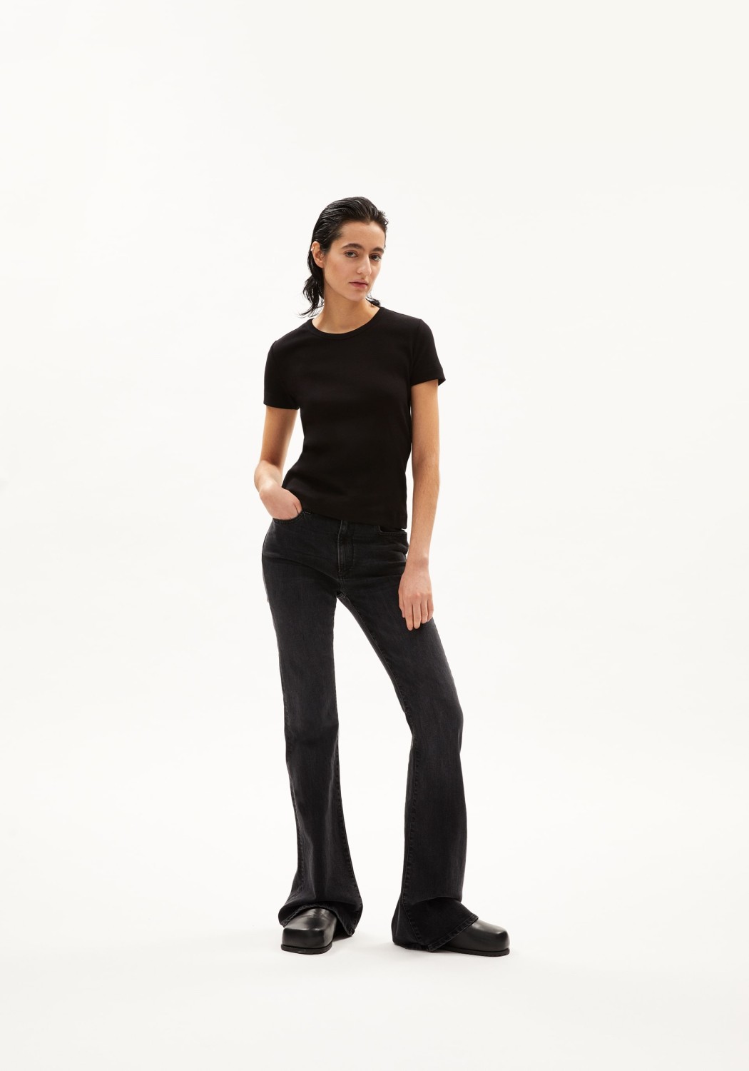 Armedangels Ripp-T-Shirt Kardaa Black