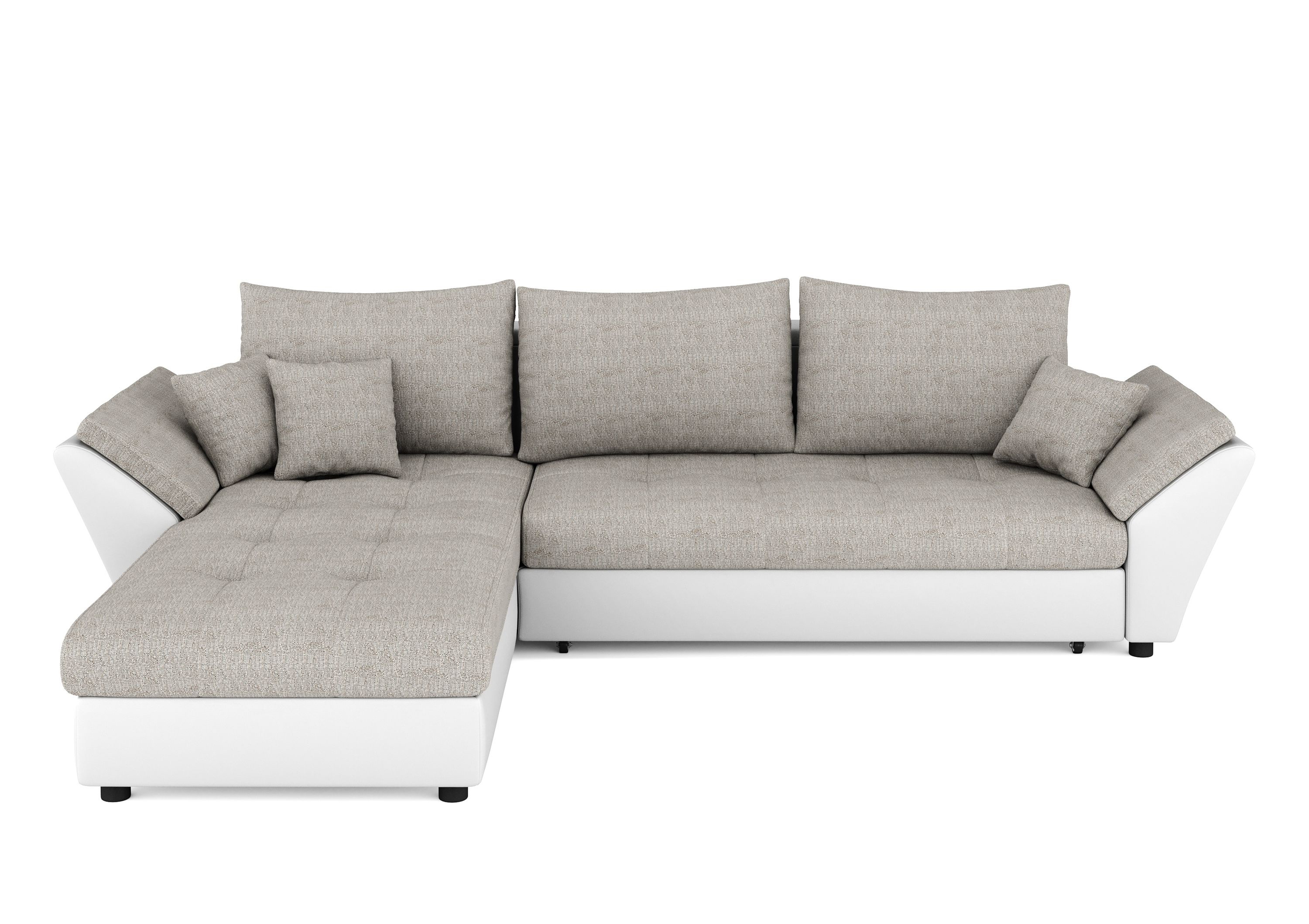 Ecksofa mit Schlaffunktion CAESAR links/rechts weiss/beige