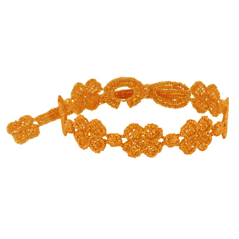 Cruciani Bracelet Dentelle 7 Trèfles Lurex Doré Orange