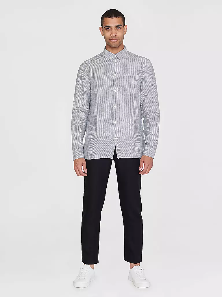 KNOWLEDGE COTTON APPAREL Leinenhemd blau