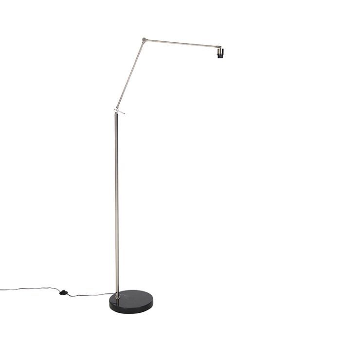 Moderne vloerlamp staal met kap taupe 45 cm - Editor