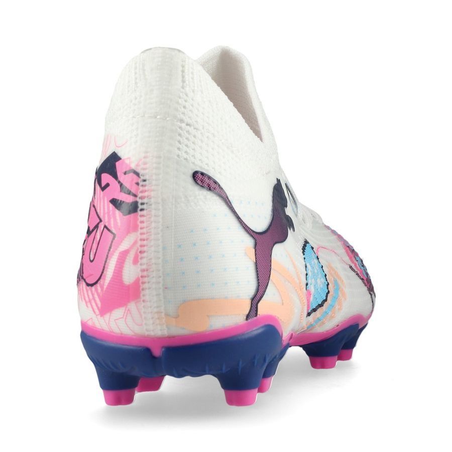 PUMA Future 7 Match FG/AG Volume Up - Blanc/Bleu/Poison Pink/Fizzy Melon Enfant
