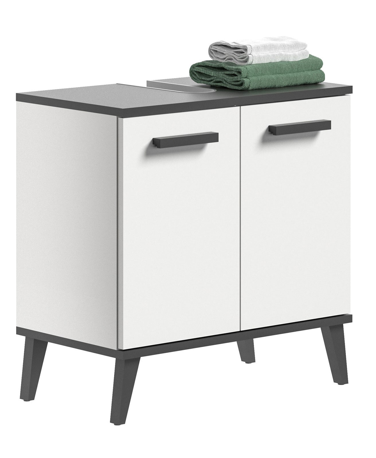 Waschbeckenunterschrank Rocket weiß / Anthrazit grau 60x61x34 cm