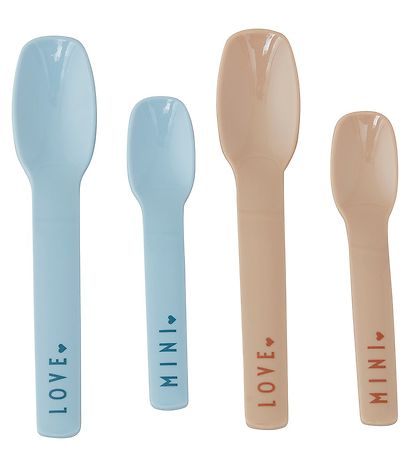Design Letters Löffel - 4er-Pack - Mini Favorite - Blau/Beige
