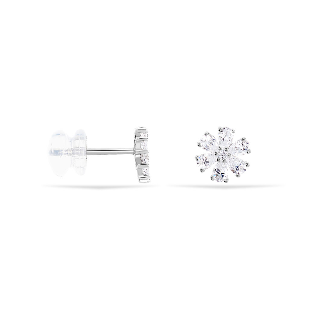 Boucles D'oreilles Puces Maelane Or Blanc Oxyde De Zirconium