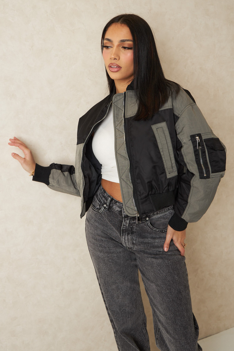 Bomber bicolor noir et gris