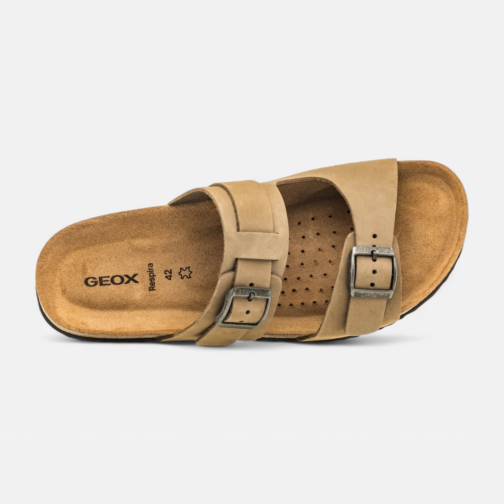 Mules semelle liège Homme en cuir beige