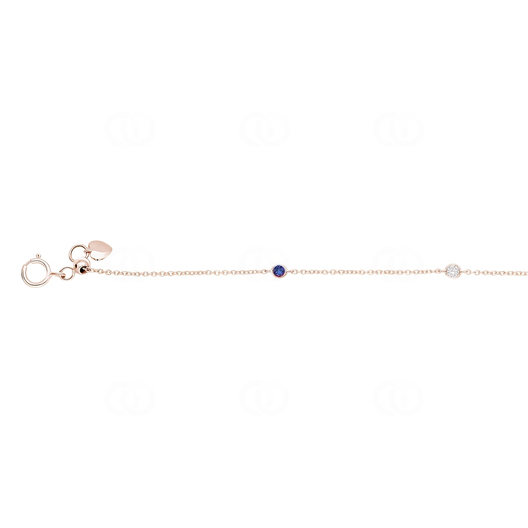 Armband 750/18 K Roségold mit Saphiren & Diamanten 0.06 ct H/si