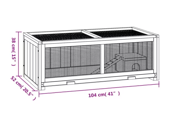Cage à hamster 104x52x38 cm bois massif de sapin