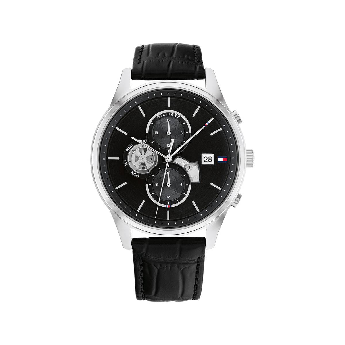 Montre TOMMY HILFIGER Weston homme acier bracelet cuir noir