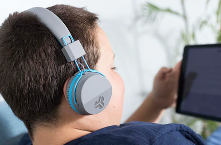 JBuddies Studio Kinder On-Ear Kopfhörer 85dB Begrenzte Lautstärke 3.5mm Klinken Anschluss (IEUHJKSTUDIORGRYBLU6) - Grau / Blau