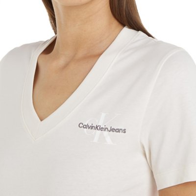 Tee-shirt à manches courtes femme Monologo Slim V-Neck CALVIN KLEIN