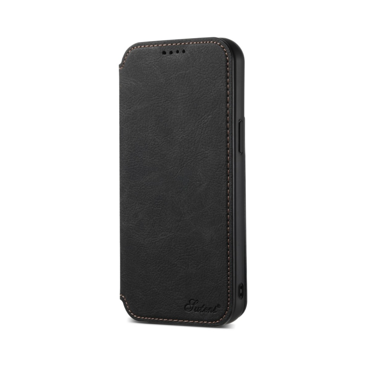 iPhone 13 Pro MagSafe Leder Tasche Flip Wallet Cover mit Kartenfächer - Schwarz