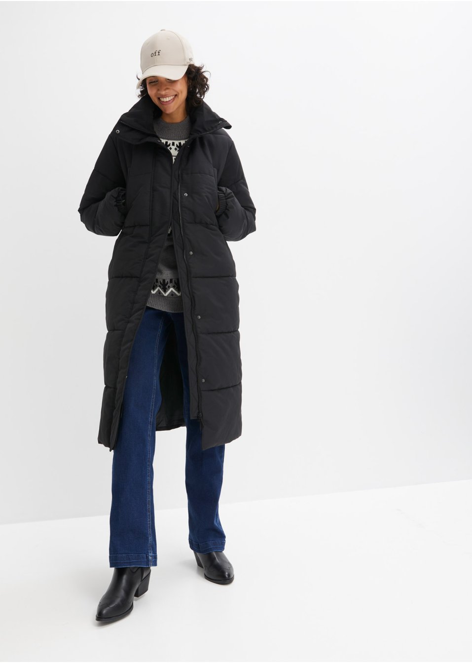 Manteau matelassé oversize avec ceinture élastique