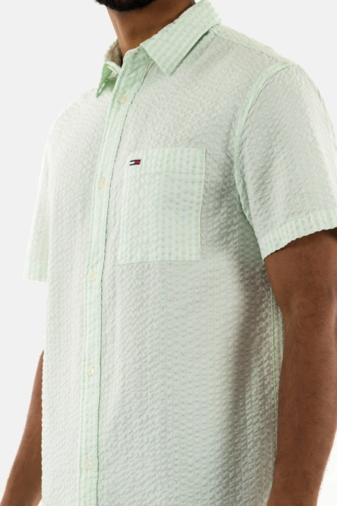 Chemise manches courtes tommy jeans reg stripe seers lxy white / opal green