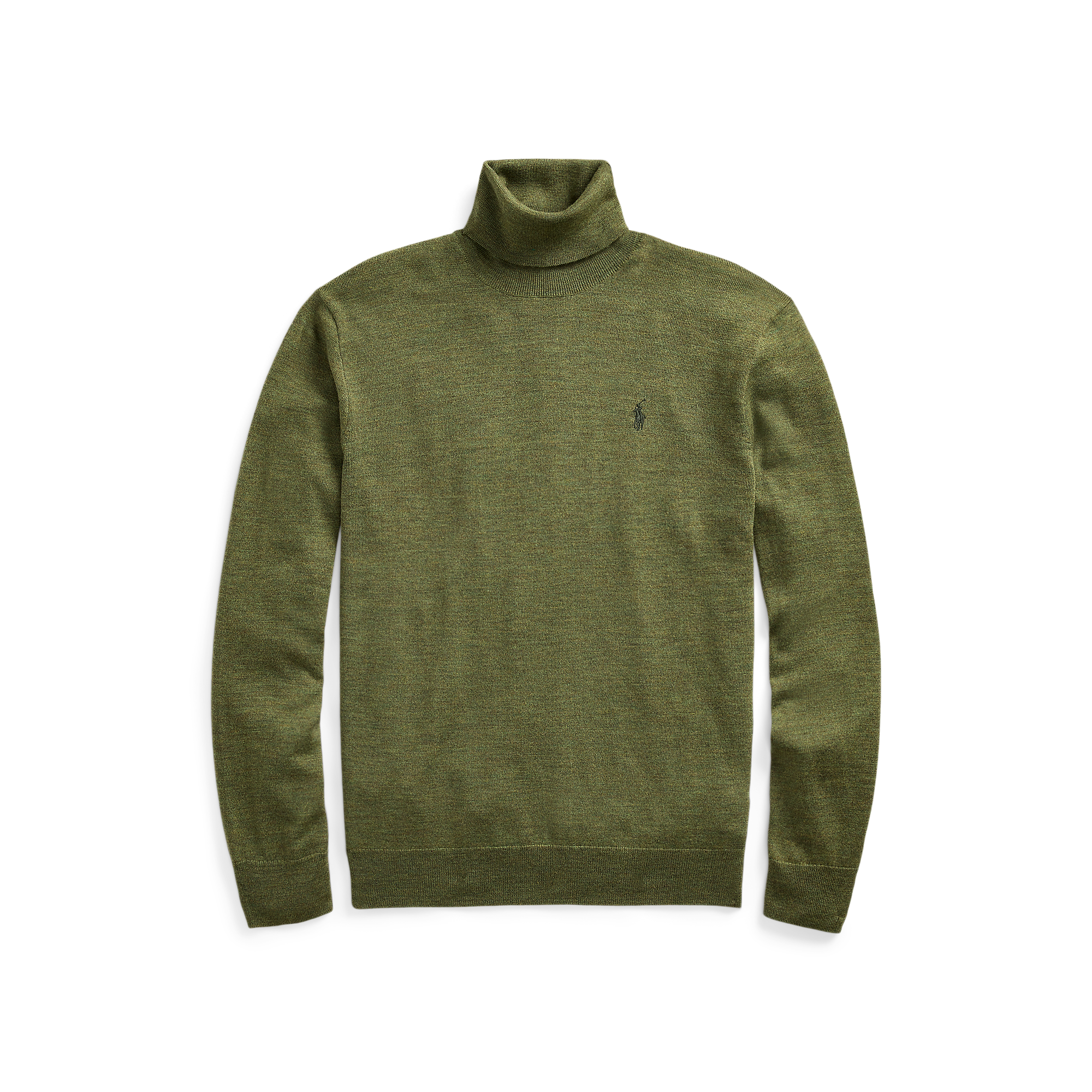 Pull col roulé brodé en laine| Vert