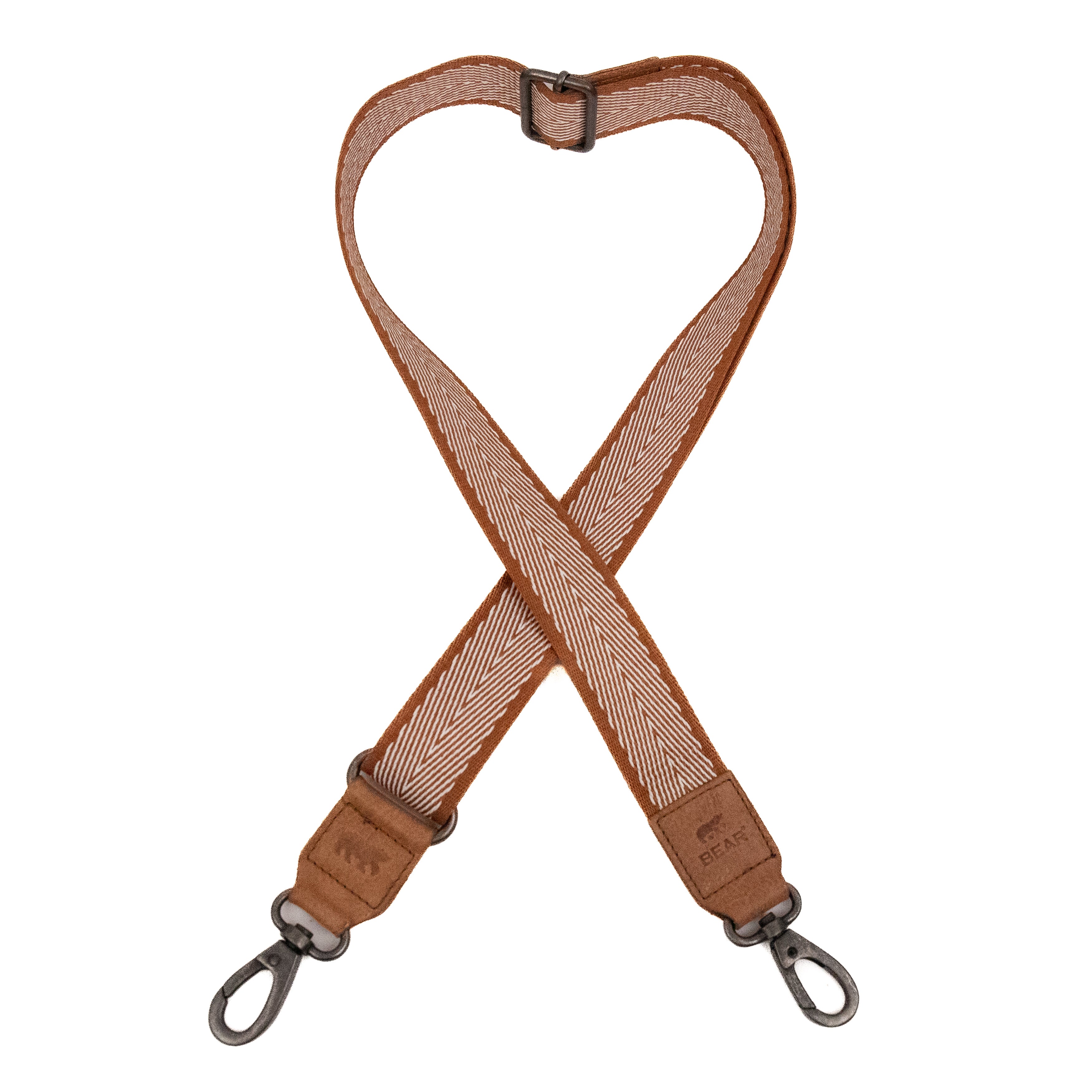 Bag strap 'Arrow' cognac/wit Cognac