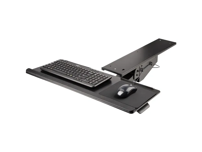 StarTech.com Under Desk Keyboard Tray, Full Motion & Height Adjustable Keyboard and Mouse Tray, 10